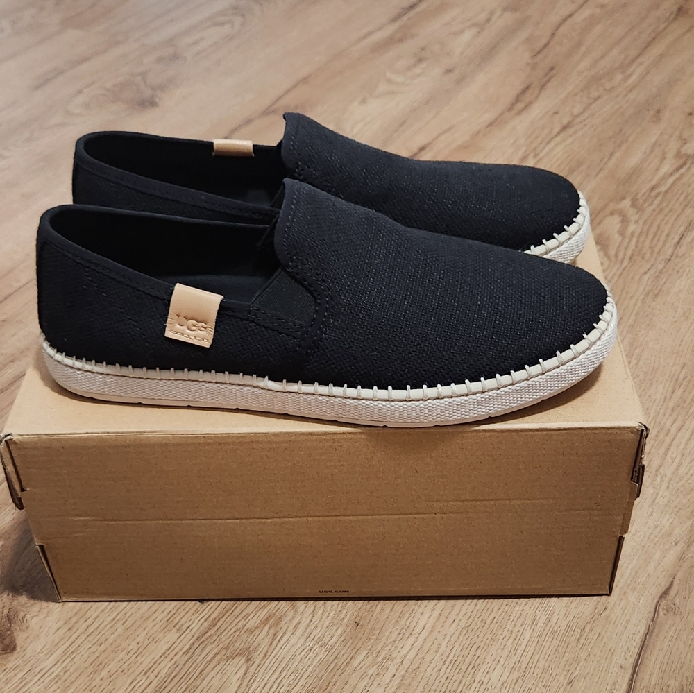 UGG Women's Luciah Slip-On Canvas Loafers, Size 10, Black, NIB